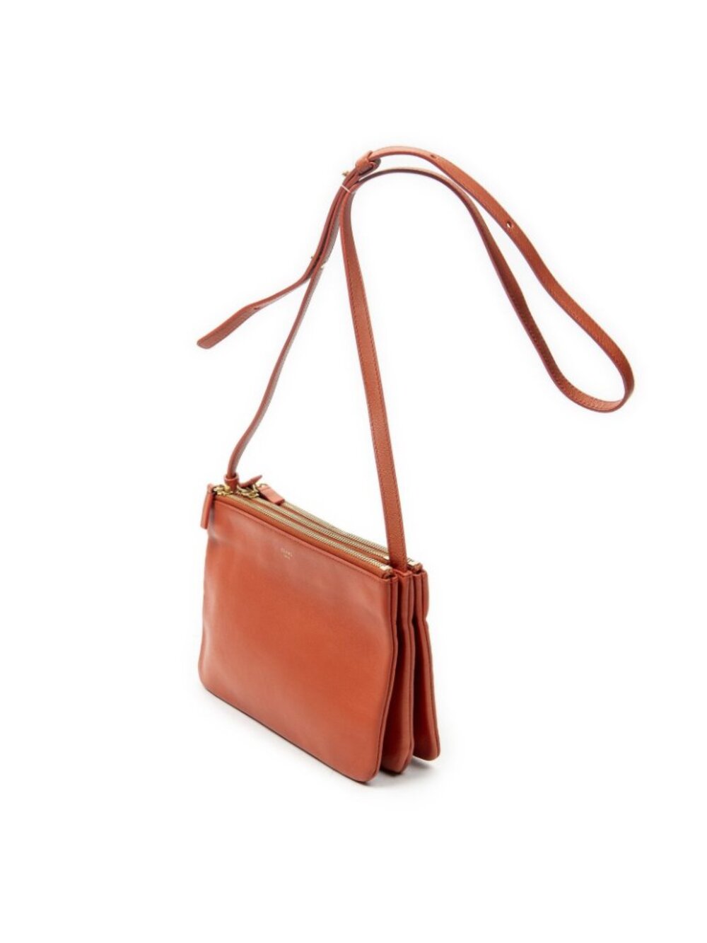 Celine Small Trio Crossbody Orange Calfskin Leather - Picture 2 of 10